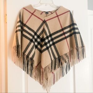 Burberry Nova Classic Check Wool Poncho Sweater